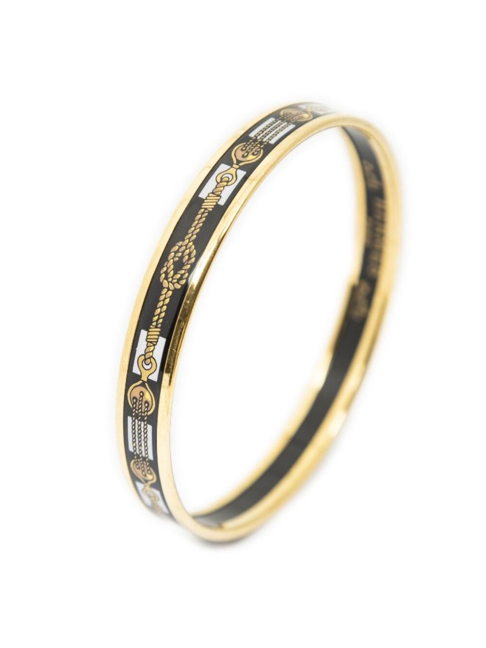 Hermes Enamel Bangle Black pumochi Bracelet